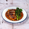 BBQ Pork Chop with Camp-Stove Beans & Tenderstem